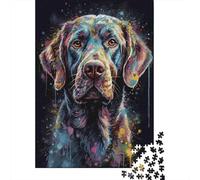 Labrador-Retriever Jigsaw Puzzles 1000Pc Recycled Paper Splatter-PaintingPuzzle for Adults Jigsaw Puzzle Fun And Challenging Family Game Festivals Celebration Gifts 70x50cm/1000pcs