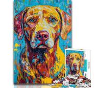 Labrador Retriever Oil Painting Jigsaw Puzzles 1000 Pieces for Adults Teens,Toys Educational Games Stress Relieving Wishlist with Santa Claus (75x50cm)