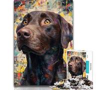 Labrador Retriever Oil Painting Puzzles for Adults Teens 1000 Pieces,Help The Brain Exercise Addictive Toys to Cultivate Patience A Work of Art (38x26cm)