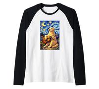 Labrador Retriever Playing Guitar Whimsical Art Camping Raglan Baseball Tee