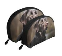 Labrador Retriever Portable Shell Cosmetic Bag Set - Travel Makeup Organiser with Zipper & Inner Compartments