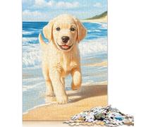 Labrador Retriever Puppy on Beach Puzzles 500 Pieces Wooden Puzzles Wood Puzzle Jigsaws For Adults Teenagers Teenager Man Woman Gift 500pcs (52x38cm)