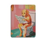 Labrador Retriever Puppy On Toilet Retro Poster Metal Tin Sign Chic Art Retro Iron Painting Bar People Cave Cafe Family Garage Poster Wall Decoration 12x16inch(30x40cm)