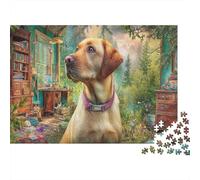 Labrador Retriever Puzzle Alert Dog in Artful Space Jigsaw Puzzle Difficult Challenging for Wall Decoration And Gifts 52x38cm/1000pcs