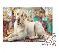 Labrador Retriever Puzzle Relaxed Dog in Colorful Space Jigsaw Puzzles Fun Present & Activity for Home for The Whole 38x26cm/1000pcs