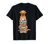 Labrador Retriever Reading Books Drinking Coffee Dog Lover T-Shirt
