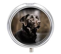 Labrador Retriever Round Pills with 3 Compartments, Portable Travel Pill Organizer Box, Mini Metal Pill Holder and Vitamin Containers for Fish Oil and