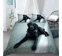 Labrador Retriever Single Duvet Cover Set Black Pet Dog Bedding Sets 3D Print 3 Pieces Soft Brushed Microfiber Quilt Cover 135x200 cm + 2 Pillowcases with Zipper 2461A