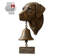 Labrador Retriever Welcome Bell, Retro Funny Animal Welcome Doorbell,Wall-Mounted Decorative Cast Iron/Resin Hanging Bell, Farmhouse Wall Decoration & Housewarming Gift （With 3 sticky hooks）