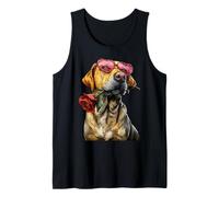 Labrador Retriever with Glasses Rose Valentine's Day Dog Tank Top