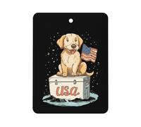 Labrador Retriever with U.S.A Flag Car Air Freshener Aromatherapy Tablets Hanging Scented Cards for Rooms Bathrooms Wardrobe Square