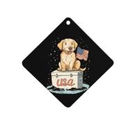 Labrador Retriever with U.S.A Flag Car Air Freshener Aromatherapy Tablets Hanging Scented Cards for Rooms Bathrooms Wardrobe Rhombus