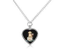 Labrador Retriever with U.S.A Flag Pet Ashes Necklace Heart Silver Classic Pet Pendant Memorials Funerary for Dog Cat Lover