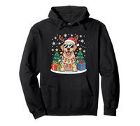 Labrador Retriever Xmas Dog with Santa Hat and Snowflakes Pullover Hoodie