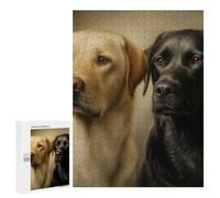 Labrador Retrievers︰ Black And Yellow Portrait Jigsaw Puzzle, 500 PCS, Relaxing Activity for Adults, An Engaging Indoor Activity for Quiet Evenings, at Home