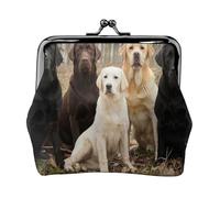 Labrador Retrievers Dogs Black Golden White Brown, PU Leather Coin Purse, Small Wallets, Change Pouch with Kiss Lock Clasp Buckle, Change Purse