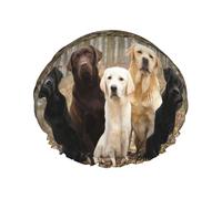 Labrador Retrievers Dogs Black Golden White Brown,Shower Cap Nightcap Double Layer Waterproof Elastic Bath Cap Reusable Hair Cap