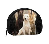 Labrador Retrievers Dogs Black Golden White Brown, Women's Storage Bag Shell Makeup Bag Small Coin Purse Shell Change Pouch