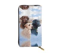 Labrador Retrievers Print Leather Long Clutch Wallet for Women â€“ Fashionable with Multiple Card Slots, Coin Pocket, Black, One Size