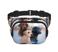 Labrador Retrievers Square Double Layer Waist Bag Belt - Unisex Everywhere Fanny Pack Purse with Adjustable Strap, Running, Travel, Black, One Size
