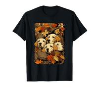 Labrador Retrievers with Fall Leaves Forest Art Autumn Dogs T-Shirt
