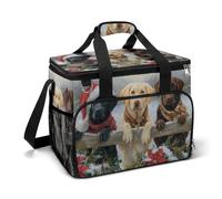 Labrador Retrievers Wooden Fence Snowy Winter Camping Cooler Bag Insulated Beach Coolers Portable Leak Proof Bags with Shoulder Strap