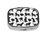 Labrador Seamless Pattern,Meta Pill Box 2 Compartment Medicine Case,Portable Organizer,Rectangle Meta Portable Organizer Pill Box 258 Compartment Medicine Case