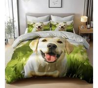 Labrador Single Duvet Cover Set 3D Printed Hounds Bedding Set Ultra Soft Microfiber Quilt Cover 135x200 cm with 2 Pillowcases with Zipper for Boys Girls Teens a.943