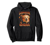Labrador Terrier Vintage 80s 90s Heavy Metal Flames Pullover Hoodie