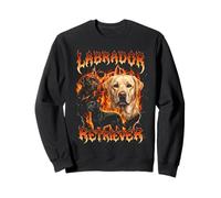 Labrador Terrier Vintage 80s 90s Heavy Metal Flames Sweatshirt