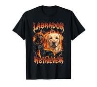 Labrador Terrier Vintage 80s 90s Heavy Metal Flames T-Shirt
