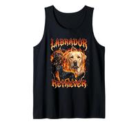 Labrador Terrier Vintage 80s 90s Heavy Metal Flames Tank Top