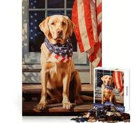 Labrador th of July 1000 Pieces Jigsaws Adults Puzzles Gifts Mind Workout Stress Less Home Activity Home Accent (38x26cm)