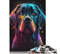 Labrador Wearing Glasses 500 Piece Jigsaw Puzzles for Adults | | Family Fun Jigsaws Puzzles for Adults Gifts Intellectual Games 500pcs (52x38cm)