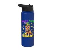 Labrador Who is Your Labrador Dad Mardi Gras Stainless Steel Insulated Water Bottle