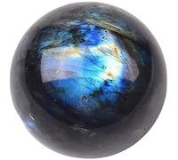 Labradorite Ball Sphere Ornament Crystal with Stand Gemstone Quartz Figurine for Lucky Wealth Protect Home Decor,10cm