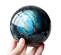 Labradorite Crystal Ball with Stand Sphere Rock Quartz Feng Shui for Meditation/Healing/Divination/Yoga/Decoration,60mm Gemstone Stone