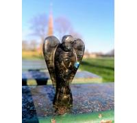 Labradorite Healing Crystal Angel Figurine - Hand-Carved 2 Inch Stone for Intuition, Protection & Energy Cleansing - Pocket-Sized Gift with Velvet Pouch & Gift Box