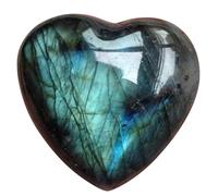 Labradorite Heart - 3-4cm Healing Palm Stone , Polished Natural Moonstone , Grey Blue Sparkling | Decorative Stone for Living Room