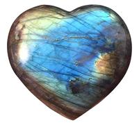 Labradorite Heart Palm Stone Natural Polished Crystal for Chakra Reiki Meditation, Home Decor