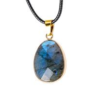 Labradorite Necklace - 1.06x0.67 Inches Natural Blue Labradorite Pendant Necklace Choker | Crystal Moonstone Polished Stone Pendant, Crystal Necklaace, Moonstone Jewelry for Unisex