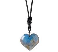 Labradorite Pendant - Raw Gemstone Heart Necklace, Simple Pendant Necklace | Jewelry Heart Shape Moonstone Pendant for Women Men Jewelry Gifts