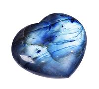 Labradorite Pocket Stone, Labradorite Crystal Heart Shaped Palm Stone, Natural Labradorite Pocket Massage Worry Stone, Good Luck Charm Meditation Craft Home Decor
