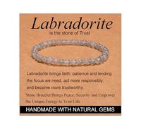 Labradorite - Trust - Handmade Handmade Yoga Stretch Elastic Bracelet Natural Stone Crystal Healing Power Energy Gifts for Unisex Adult 4mm