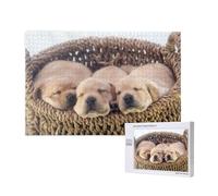 Labradors Little Puppies Golden Retriever,1000 Pieces Wooden Jigsaw Family Game Jigsaw Puzzles for Adults Teens Home Decor