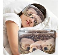 Labradors Little Puppies Golden Retriever, Sleep Mask for Home Travel, Full Eye Covers Light Blocking Eye Mask Sleep Eye and Ear Muffs