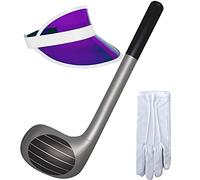 labreeze 1980s NEON SUN VISOR HAT INFLATABLE GOLF CLUB SHORT GLOVES FANCY DRESS (Purple)