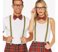 labreeze 2-Pack Nerd Costume Kit - Includes Braces, Bow Tie & Glasses Frame - Funny Fancy Dress Accessories for Adults & Teens - Ideal for Stag Do, Hen Party, Comic Con, School Events & Themed Nights