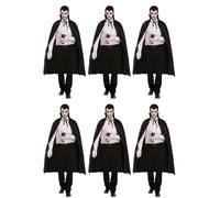 labreeze 6x Black Dracula Long Cape with Collar Halloween Unisex Scary Vampire Fancy Dress Costume Accessory