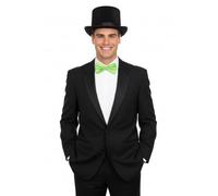 labreeze Adult Black Velour Top Hat with Green Bow Tie Set, Victorian Dickens Style, Christmas Fancy Dress Costume Accessory for Holiday Events and Theatre